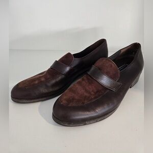 Munro American Brown Leather Suede Penny Loafers Classic Comfort Heels Size 9N